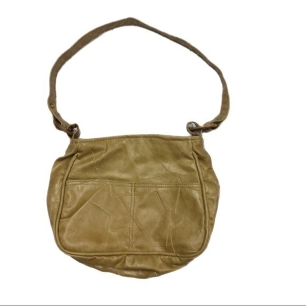 Vintage Faux Serra Camel Brown Leather Strap Shoulder Bag Purse